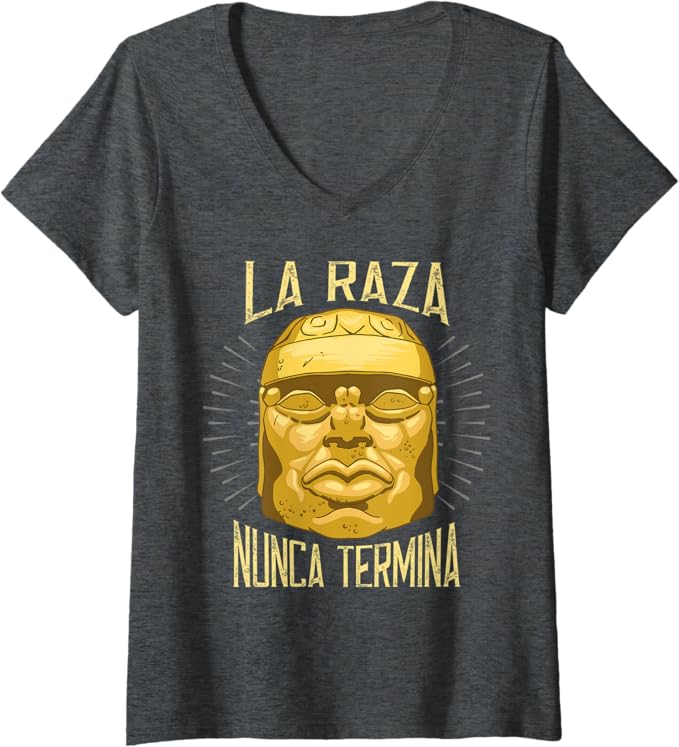 Women's La Raza Nunca Termina Mexican Culture Chicano Pride V-Neck Women T-Shirt – Celebrate Heritage & Identity