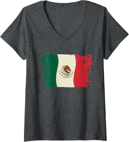 Vintage Mexico Flag Women's V-Neck T-Shirt | Bandera Mexicana Camiseta