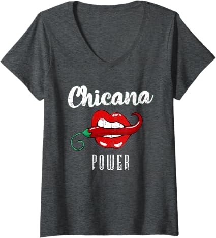 Chicana Power V-Neck T-Shirt for Latina Mexicana Women - Women's Mexico Pride Shirt