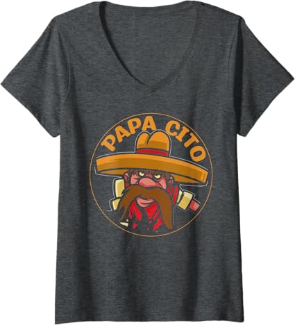Women's Mexican Cinco de Mayo Party Papa Cito V-Neck T-Shirt – Festive & Stylish Top for Celebrations