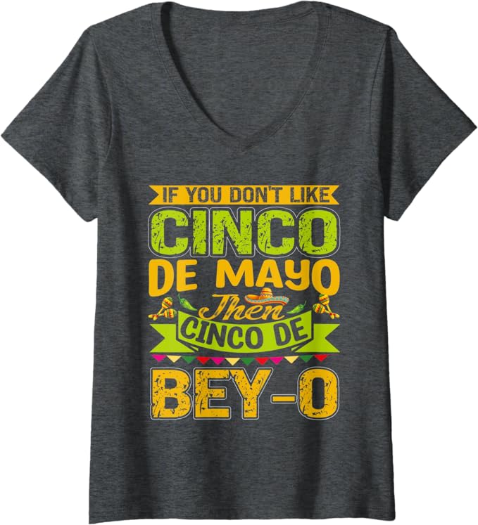Womens Mexican Cinco De Mayo Party V-Neck T-Shirt - Mexico Flag Pride