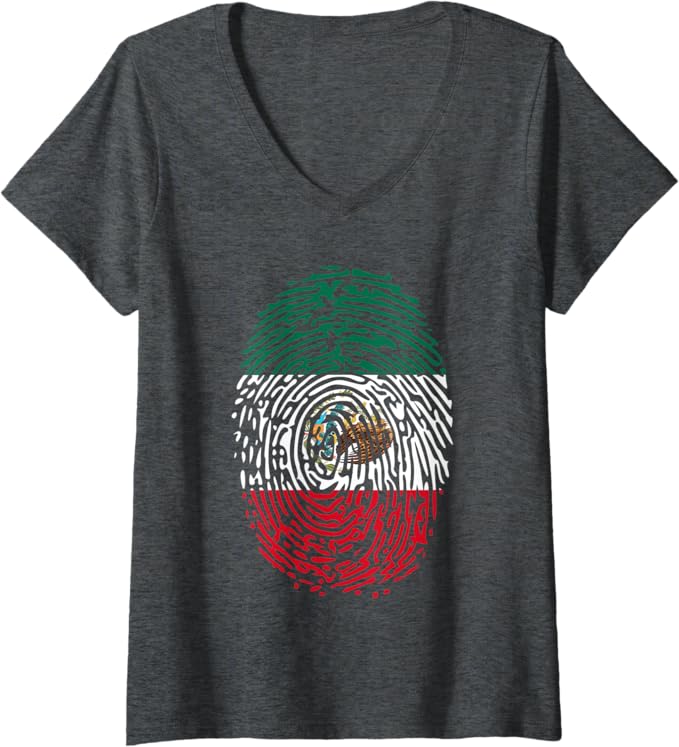 Women's Vintage Mexican Flag DNA Pride V-Neck Women T-Shirt - Mexico Flag Design