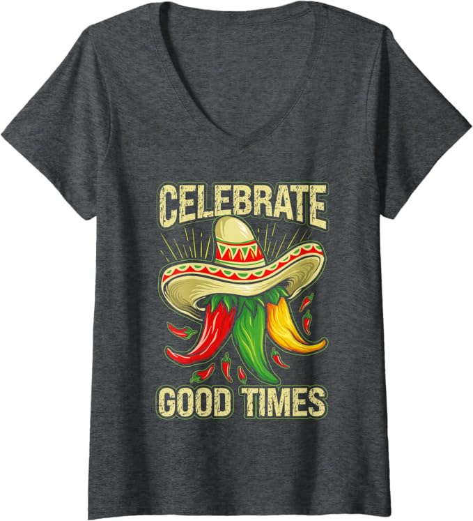 Womens Cinco De Mayo Party V-Neck T-Shirt - Mexican Fiesta Vibes
