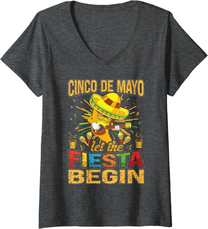 Womens Mexican Cinco De Mayo Party V-Neck T-Shirt - Celebrate Fiesta