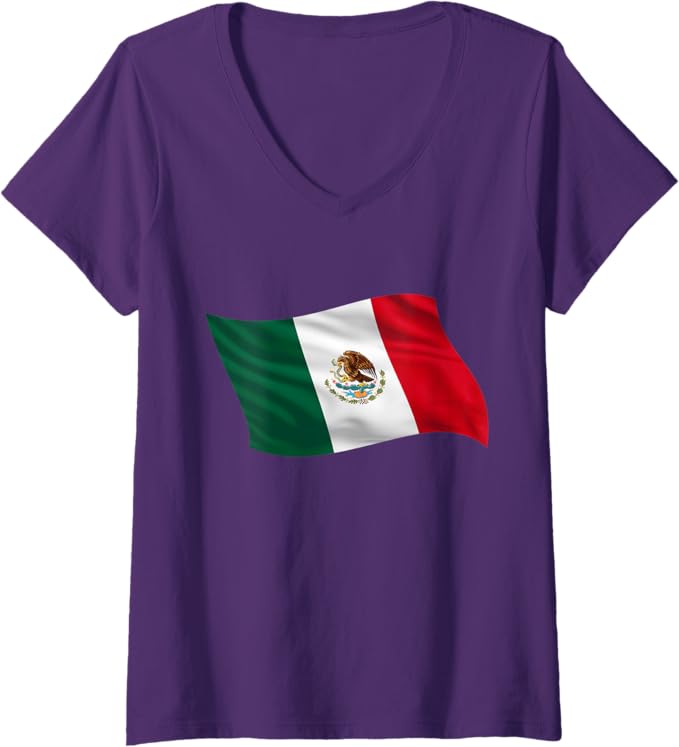 Women's Mexico Bandera V-Neck Women T-Shirt – Mexican Flag Graphic Tee
