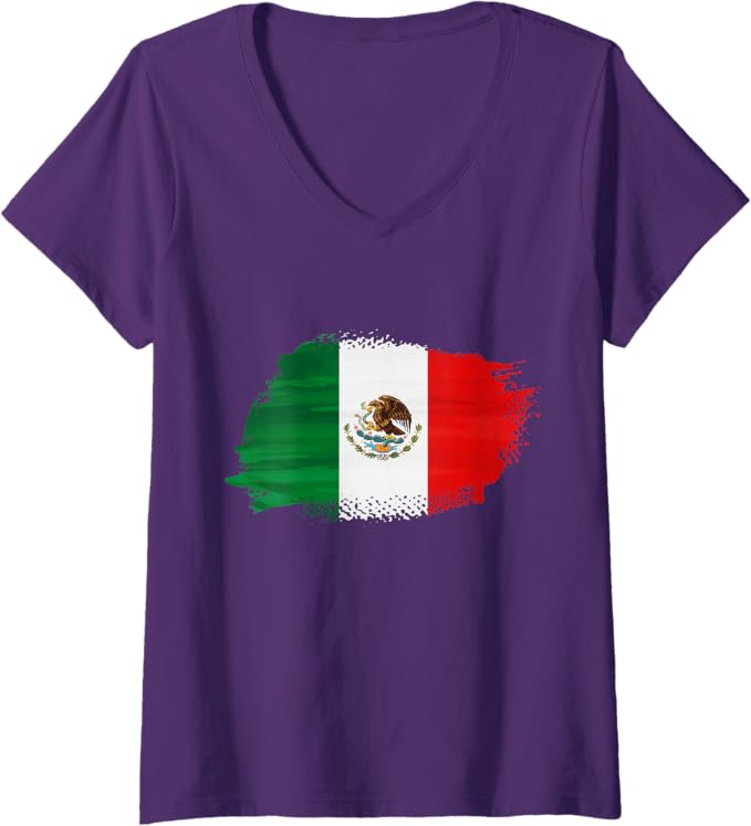 Women's Mexico Bandera Mexican Flag V-Neck Women T-Shirt - Patriotic Apparel