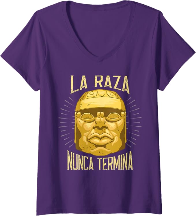 Women's La Raza Nunca Termina Mexican Culture Chicano Pride V-Neck Women T-Shirt – Celebrate Heritage & Identity