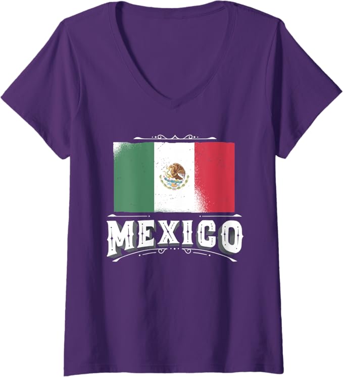 Women's Mexican Flag V-Neck Women T-Shirt with Mexico Lettering – Bandera Mexicana Design