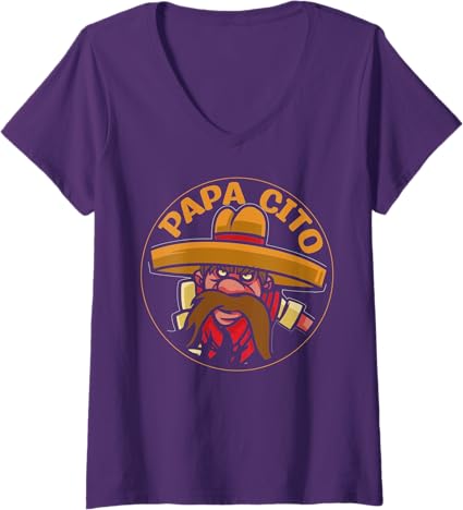 Women's Mexican Cinco de Mayo Party Papa Cito V-Neck T-Shirt – Festive & Stylish Top for Celebrations