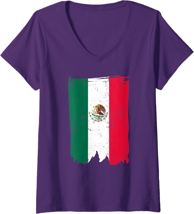 Women's Mexican Flag V-Neck Women T-Shirt - Bandera Mexicana Tee