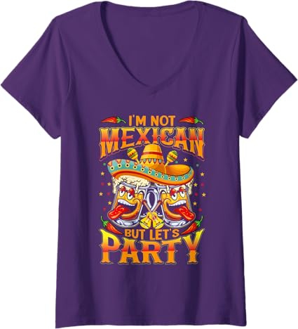 Women's 'I'm Not Mexican' V-Neck T-Shirt for Cinco de Mayo Party - Fun & Casual Top