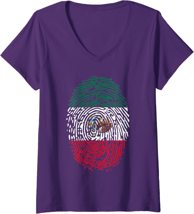 Women's Vintage Mexican Flag DNA Pride V-Neck Women T-Shirt - Mexico Flag Design