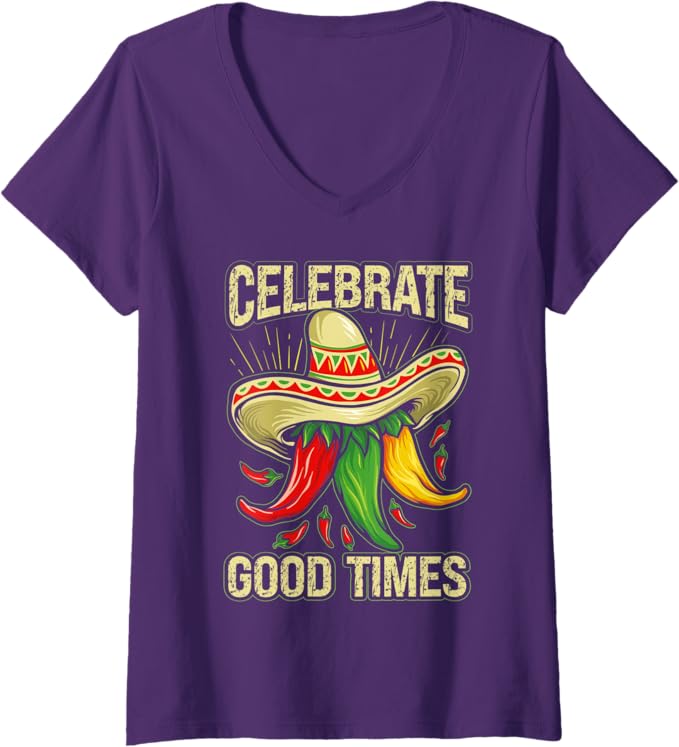 Womens Cinco De Mayo Party V-Neck T-Shirt - Mexican Fiesta Vibes