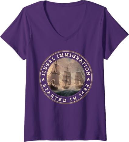 Women's Illegal Immigration History 1492 Mexican Latin Pride Fun V-Neck T-Shirt