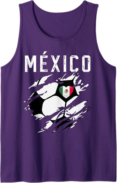 Mexico Retro Vintage Soccer Fan Men Tank Top with Mexican Flag Heart Design