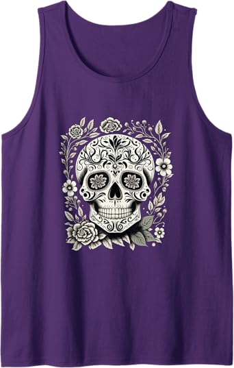 Dia De Los Muertos Sugar Skull Men Tank Top – Mexico Holiday Shirt for Celebration