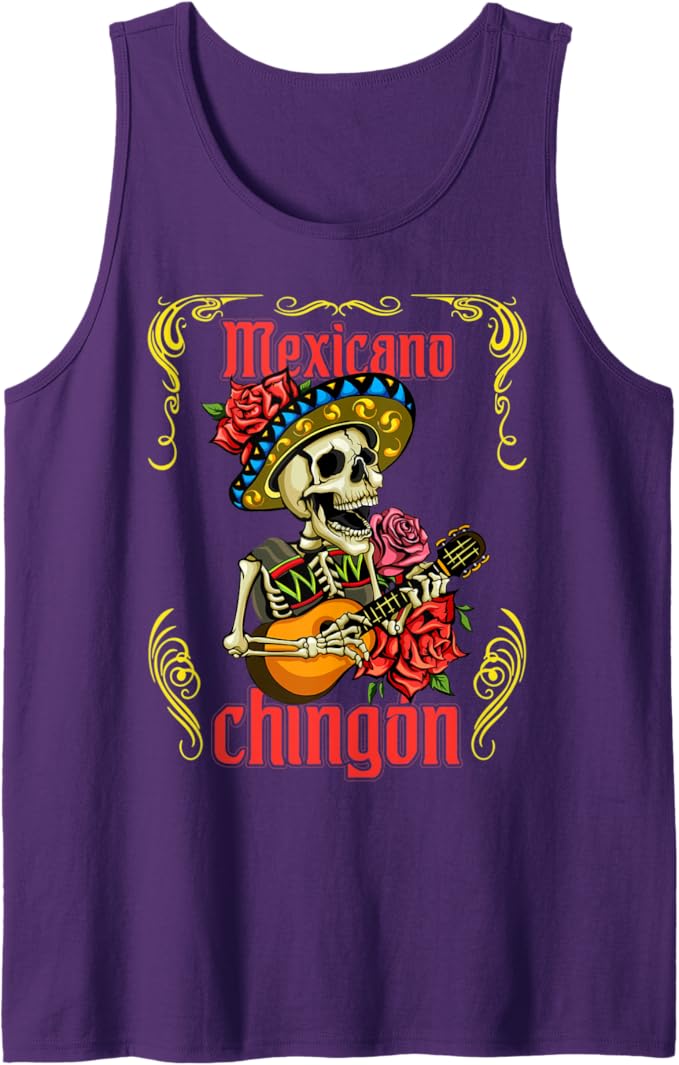 Mexicano Chingon Mariachi Skull Día de los Muertos Men Tank Top – Mexican Day of the Dead Shirt