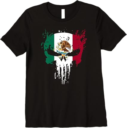 Premium Mexican Flag Skull Men T-Shirt | Bandera Mexicana Camiseta | Unique Design