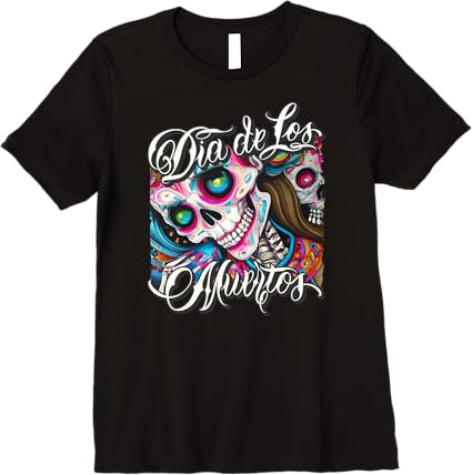 Premium Mexican Calaveras Catrina Women T-Shirt | Colorful Dia De Los Muertos Skull Shirt