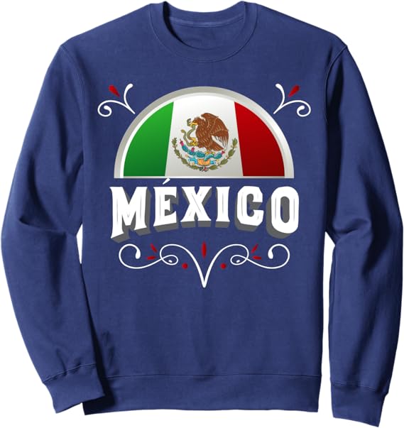 Mexico Bandera Sweatshirt with Mexican Flag & Mexico Lettering