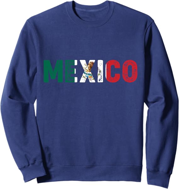 Vintage Mexico Letters Mexican Flag Sweatshirt - Bandera Mexicana Design