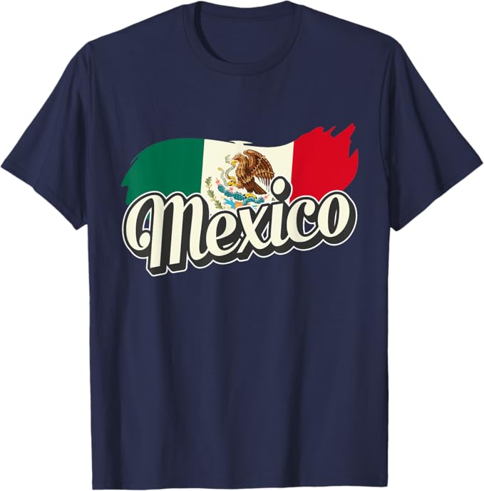 Mexican Flag Men T-Shirt with Mexico Lettering - Stylish Mexico Bandera Tee