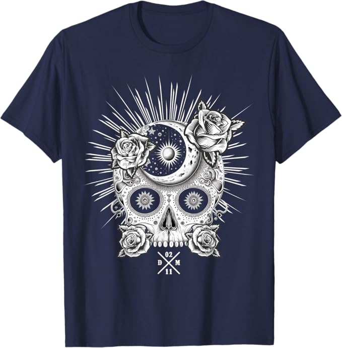 Mexican Sugar Skull Men T-Shirt for Dia De Los Muertos | Occult Halloween Shirt