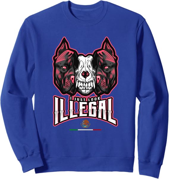 Chicano Sweatshirt featuring Creepy Mexican Dog Skull Design – Unique Illegal Look