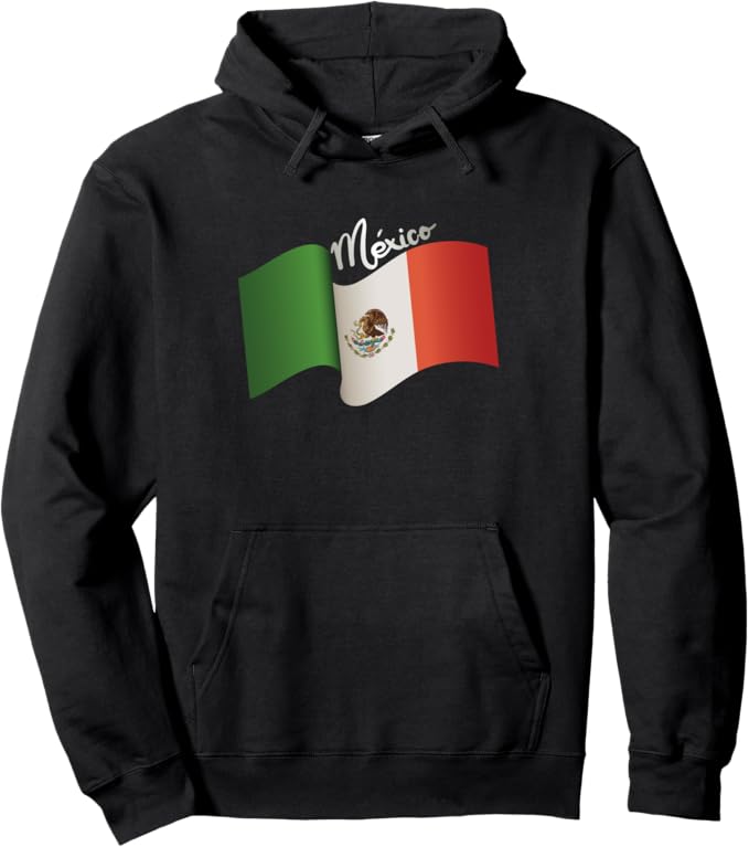 Vintage Mexican Flag Pullover Hoodie - Retro Bandera Mexicana Mexico Design