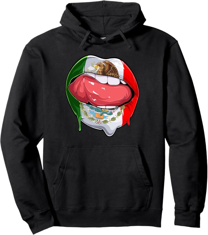 Mexico Flag Lips Mexican Bandera Como Labios Pullover Hoodie - Chicano Pride