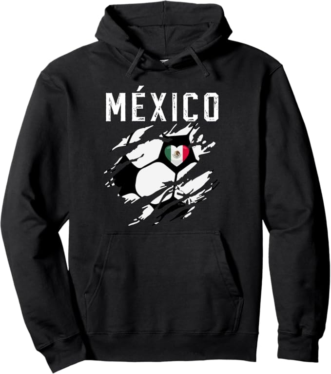 Mexico Retro Vintage Soccer Fan Mexican Flag Heart Pullover Hoodie - Chicano Pride