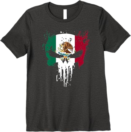 Premium Mexican Flag Skull Men T-Shirt | Bandera Mexicana Camiseta | Unique Design