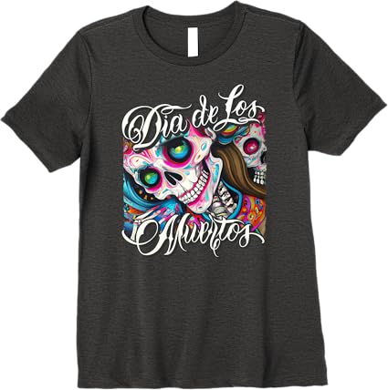 Premium Mexican Calaveras Catrina Women T-Shirt | Colorful Dia De Los Muertos Skull Shirt