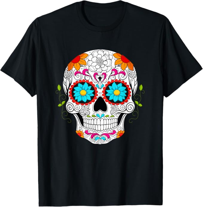 Colorful Calaveras de Azúcar Mexican Día de los Muertos Men T-Shirt
