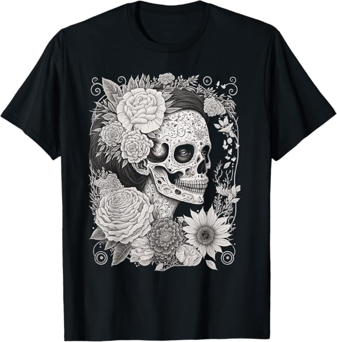 Catrina Sugar Skull Dia de los Muertos Men T-Shirt – Mexican Calaveras Design