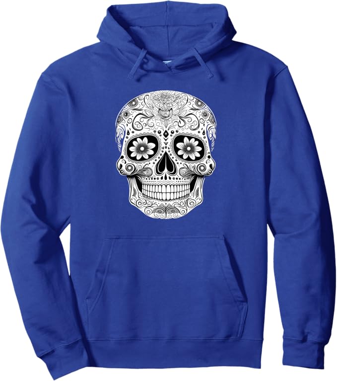 Floral Mexican Sugar Skull Day of the Dead Pullover Hoodie - Chicano Style