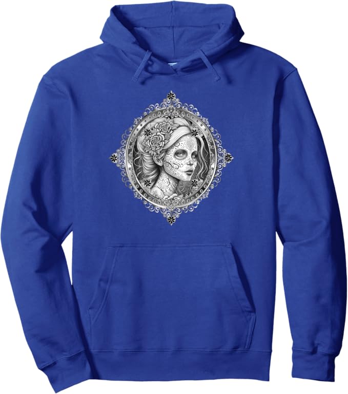 Mexican Día De Los Muertos Pullover Hoodie - Calaveras Catrina Design