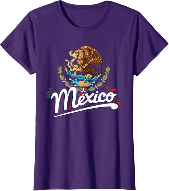 Mexican Flag Coat of Arms Women T-Shirt with Mexico Lettering - Patriotic Graphic Tee