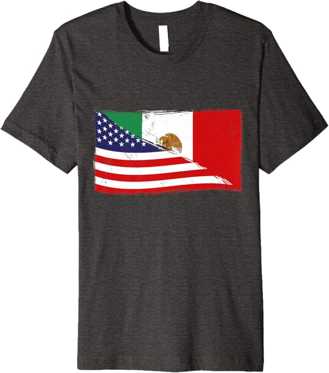 American and Mexican Heritage Flag Men T-Shirt - Premium USA Mexico Chicano Design